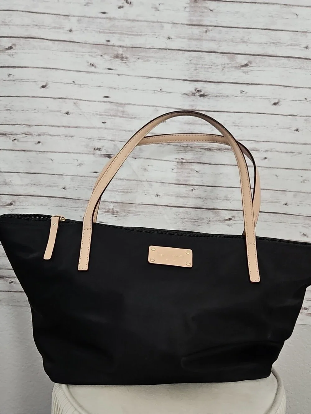 kate spade Black Tote with Tan Handles